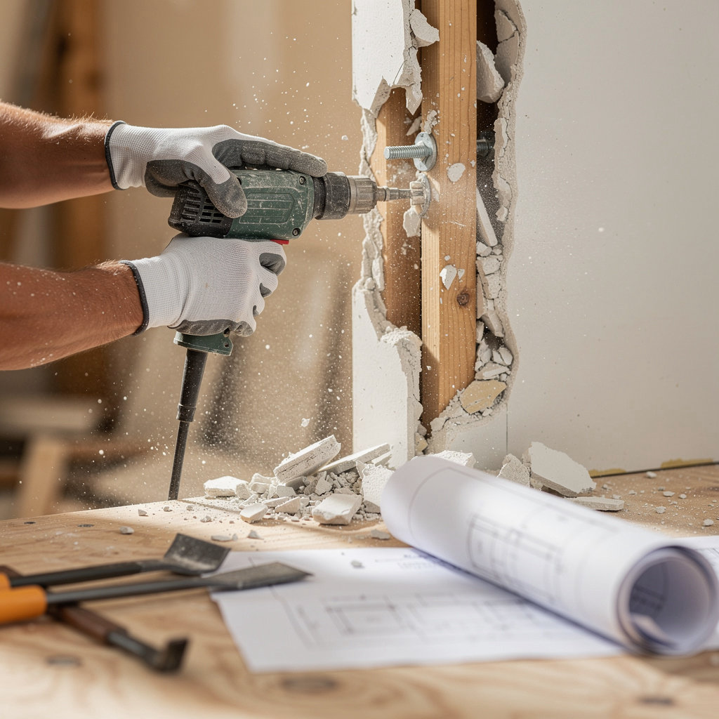 Mota Contracting, Inc. providing professional demolition services for a residential or commercial project in Healdsburg, CA